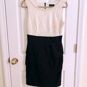 Black Dress In Creme Lace and Pearls